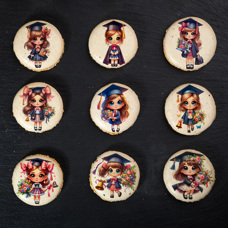 Print Center - French Macarons Printed Shells - Graduate School - Girls 18 pcs.