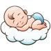 Cutter with Acrylic Stamp - Sleeping Baby On A Cloud