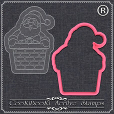 Acrylic Stamp With Cutter - Santa in a Shimney