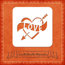 Silicone Stencil - heart - arrow and inscription
