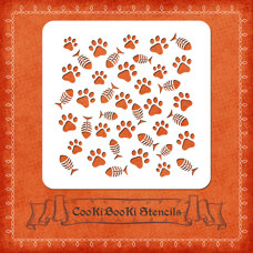 Silicone Stencil - Paws and Fish Bones