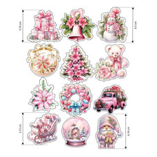 Christmas and Winter - Edible Stickers - Pink Christmas