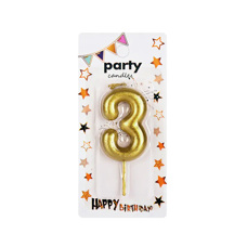 Party Candle Three - Gold 5 cm