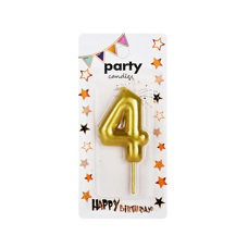 Decoration Materials - Party Candle Four - Gold 5 cm