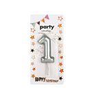 Декоративна свещ Party - единица сребърна 5 см