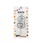 Декоративна свещ Party - двойка сребърна 5 см