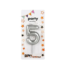 Decoration Materials - Party Candle Five - Silver 5 cm