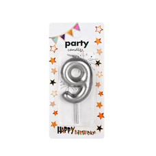 Party Candle Nine - Silver 5 cm