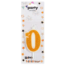 Decoration Materials - Party Candle Zero - Gold Glitter 8 cm
