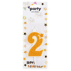 Party Candle Two - Gold Glitter 8 cm