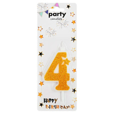Party Candle Four - Gold Glitter 8 cm