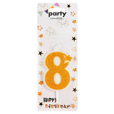 Декоративна свещ Party - осмица златна брокатена