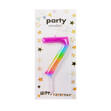 Декоративна свещ Party – седмица с дъговидни цветове