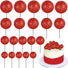 Cake Toppers – Decorative Red Sparkle Foam Balls, 20 pcs