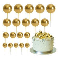Cake Toppers – Decorative Gold Foam Balls, 20 pcs