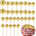 Gold Disco Ball Cake Topper Set – 12 Pieces, 48 × 28 mm