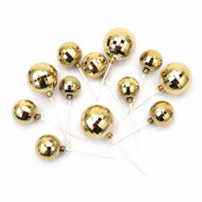 Gold Disco Ball Cake Topper Set – 12 Pieces, 48 × 28 mm