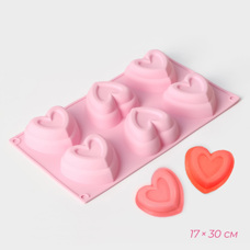 Silicone Mold for Baking - Double Hearts 6 cav