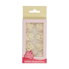 Захарна декорация - Захарни фигури FunCakes - бели мини цветчета - 56 бр.