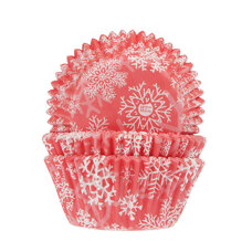 Cakes and Muffins - Baking Cups Snow Crystal Red pk/50