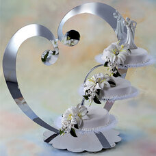 Metallic Base Silver - 3 Floors For Wedding Cakes - Heart Design