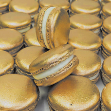 Ready to use - French Macarons Shells - Old Gold Metallic - 24 pcs.