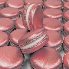 Ready to use - French Macarons Shells - Dark Pink Metallic - 24 pcs.