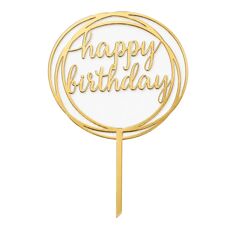 Cake Topper Gold - Happy Birthday