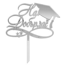 Cake Topper Silver - Farewell