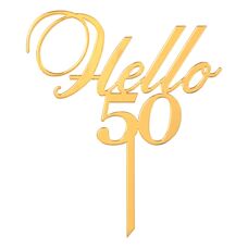 Decoration Materials - Cake Topper Gold - Hello 50