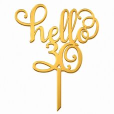 Decoration Materials - Cake Topper Gold - Hello 30 #02