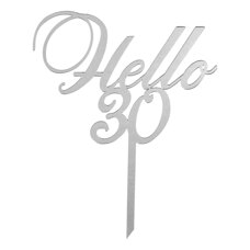 Аксесоари за украса - Топър за торти сребърен - Hello 30