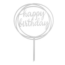 Cake Topper Silver - happy birthday No. 03