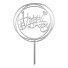 Топър за торти сребърен - Happy Birthday No. 04