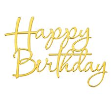 Топър за торти без краче златен - Happy Birthday