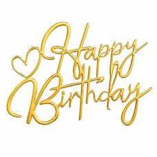 Cake Topper Gold Without Leg - Happy Birthday No. 02