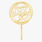 Топър за торти златен - Happy Birthday 20