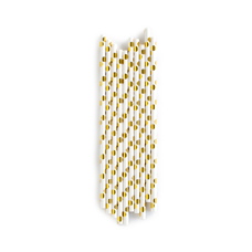 Tools and Boxes - Cake Pops Straws - Gold Metallic Dots - pk/20