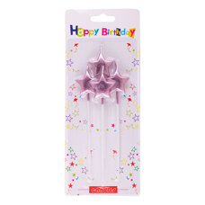 Decoration Materials - Candles Pink Stars Set/4