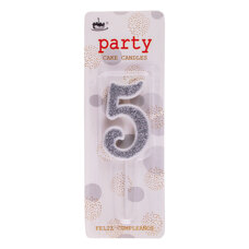 Decoration Materials - Birthday Candle Five - Silver