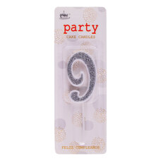 Birthday Candle Nine - Silver