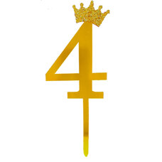 Cake Topper Gold - Four with a Crown