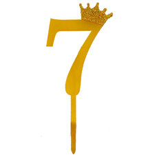 Cake Topper Gold - Seven with a Crown