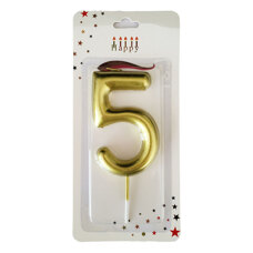 Birthday Candle Five - Gold 9 cm