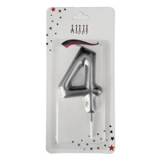Decoration Materials - Birthday Candle Four - Silver 9 cm