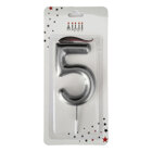 Birthday Candle Five - Silver 9 cm