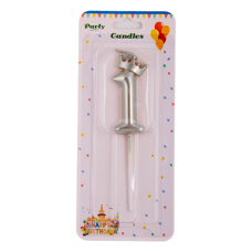 Birthday Candle One - Silver With A Crown 6 cm