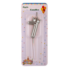 Birthday Candle Seven - Silver With A Crown 6 cm