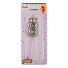 Birthday Candle Eight - Silver With A Crown 6 cm