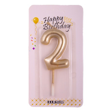Birthday Candle Two - Gold 6 cm No. 02
